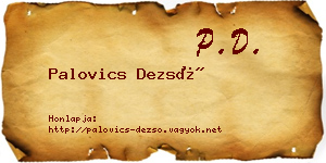 Palovics Dezső névjegykártya